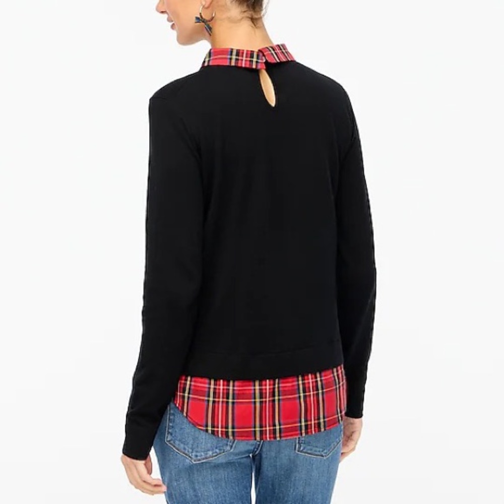 NWT J.Crew Tartan Woven Collar Sweater - Picture 2 of 4